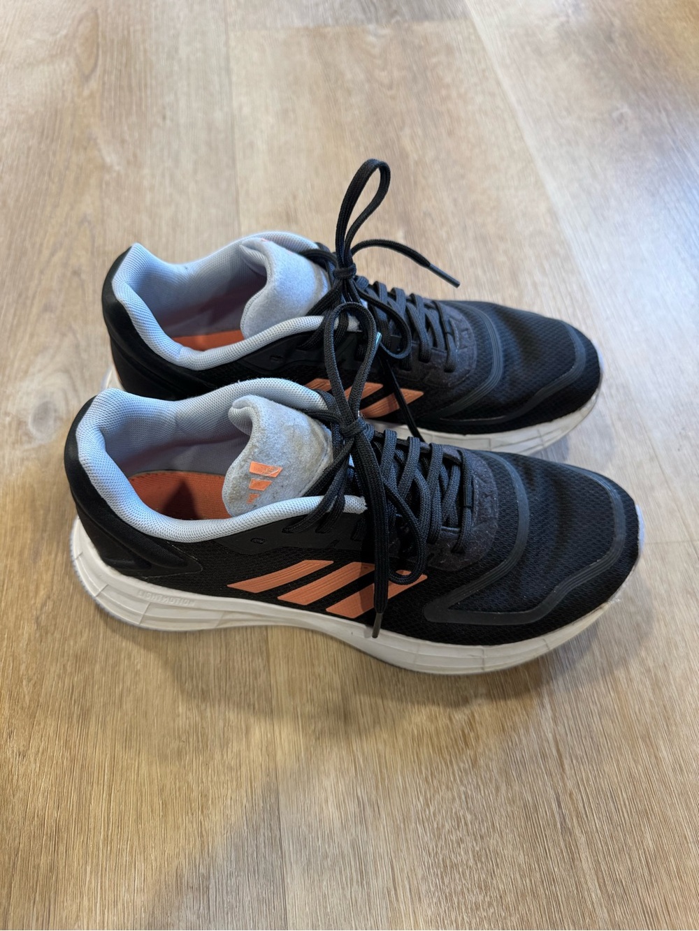 adidas Black Sneakers with Peach Three-Stripes